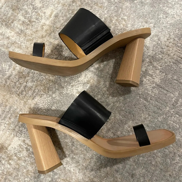 Dolce Vita Frans Stella Black Slip On Sandal Heels Minimalist Womens Size 6.5 - Picture 5 of 8